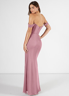 Azazie Kit Final Sale Vintage Mauve Mermaid Off the Shoulder Mesh Dress image4