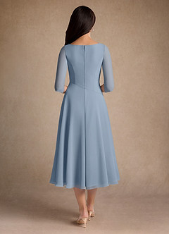 Azazie Durant Mother of the Bride Dresses Dusty Blue A-Line Pleated Chiffon Dress image3