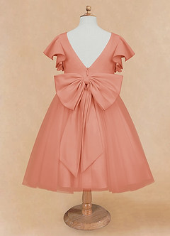 Azazie Kaeya Robe Demoiselle D'honneur Fillette Robe Trapèze en Tulle Arc Mai Tai image6