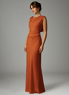 Azazie Kieryn 신부 들러리 드레스 인어 주름진 스트레치 새틴 바닥 길이 드레스 image3