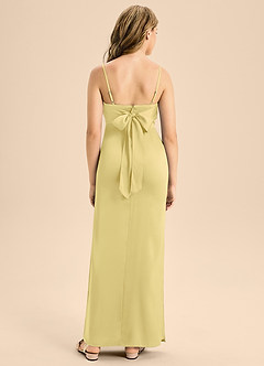 Azazie Mai Junior Robe Trapèze en Satin extensible Encolure en Forme de Cœur Sorbet Citron image2