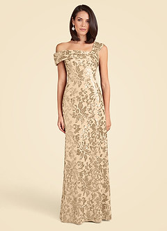 Azazie Odessia Mother of the Bride Dresses Champagne A-Line Sequins Lace Dress image1
