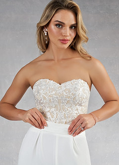 Azazie Tiffany Wedding Dresses Lace Sweetheart Neckline Stretch Crepe Jumpsuit image6
