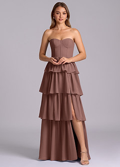 Azazie Faye Bridesmaid Dresses Espresso A-Line Sweetheart Neckline Chiffon Dress image6