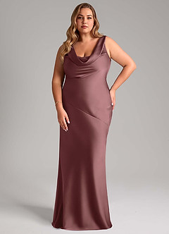 Azazie Rylina Bridesmaid Dresses Vintage Mauve Mermaid Stretch Satin Dress image7