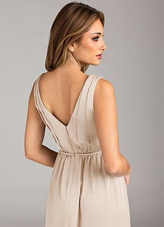 Azazie Tanicia Bridesmaid Dresses White Alabaster A-Line Pleated Stretch Satin Dress image7