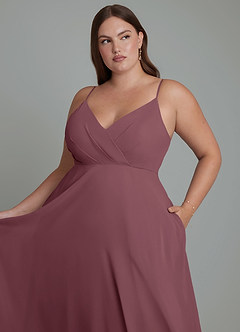 Azazie Amani Brautjungfernkleider A-Linie Plissee Chiffon Kleid Sangria image12