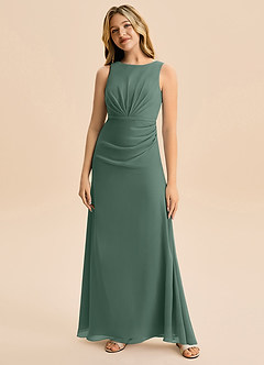 Azazie Floris Junior Robe Trapèze en Mousseline de soie Plissée Mousse De Mer image4