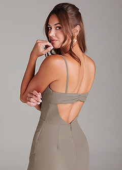 Azazie Leonis Bridesmaid Dresses Taupe Sheath Strapless Chiffon Convertible Dress image4