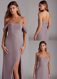 Azazie Saige Bridesmaid Dresses Dusk A-Line Off the Shoulder Chiffon Convertible Dress image10