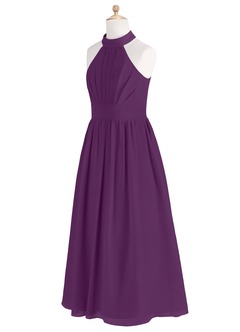 Azazie Iman Junior Grape A-Line Pleated Chiffon Dress image8