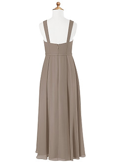 Azazie Simoan Junior Abito A-Line in Chiffon Scollo a Cuore Taupe image5