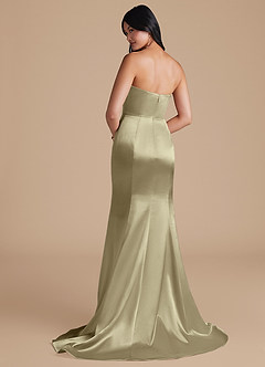 Azazie Aura Bridesmaid Dresses Moss Green Mermaid Metallic Satin Convertible Dress image3