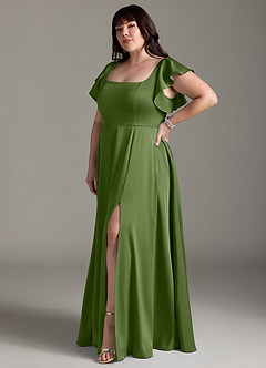 Azazie Bondi Bridesmaid Dresses Juniper A-Line Bow Stretch Satin Dress image9