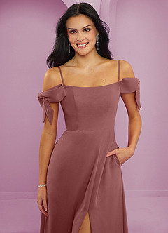 Barbie ♥ Azazie Vestidos de damas de honor Vestido de Rosa Del Desierto de Gasa de Corte en A Convertible con Vestidos sin tirantes image10