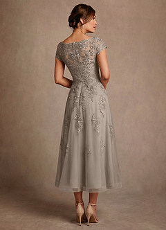 Azazie Jolanda Mother of the Bride Dresses Taupe A-Line Lace Dress image2