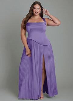 Azazie Stephanie Robes de demoiselle d'honneur Robe Trapèze en Satin extensible Plissé Tahiti image7