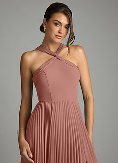 Azazie Afra Abiti da Damigella Abito A-Line in Chiffon Plissettato Cedro Rosa image5
