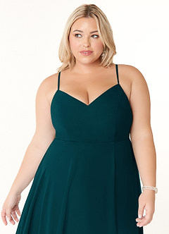 Azazie Clarissa Brautjungfernkleider A-Linie V-Hals Chiffon Kleid Kiefer image11