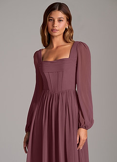 Azazie Maree Bridesmaid Dresses Sangria A-Line Corset Chiffon Dress image7