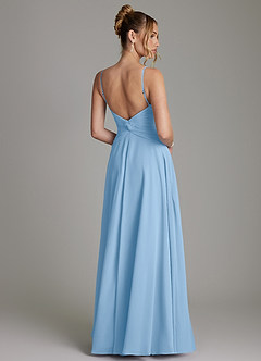 Azazie Elita Bridesmaid Dresses Powder Blue A-Line Pleated Chiffon Dress image7