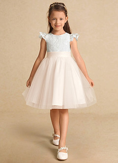 Azazie Vetty vestidos de niña de las flores Vestido de Marfil Blanco Alabastro de Tul de Corte En A con Encaje image6