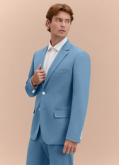 front James Steel Blue Structured Stretch Suit Jacket