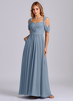 Azazie Koa Final Sale Sky Blue A-Line Off the Shoulder Chiffon Dress image3