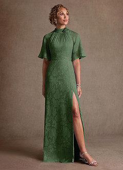 Azazie Hypatia Suknie dla Matki Panny Młodej Osłona Pofałdowany Kwiatowe wypalenie Długość podłogi Sukienka image5