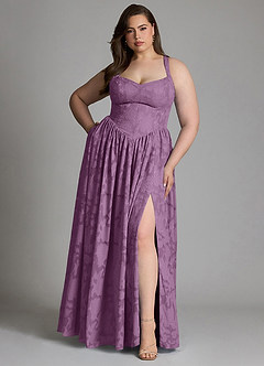 Azazie Francis Bridesmaid Dresses Wisteria A-Line Corset Floral Burnout Dress image9