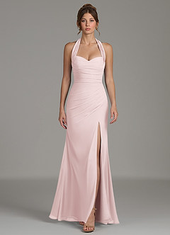 Azazie Destiny Robes de demoiselle d'honneur Robe Sirène en Mousseline de soie Encolure en Forme de Cœur Rose Pâle image3