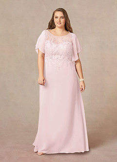 Azazie Faviola Mother of the Bride Dresses Blushing Pink A-Line Boatneck sequins Chiffon Dress image7