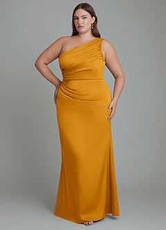 Azazie Akilah Brudtärnklänningar Klänning av Sjöjungfru i Stretch Satin One-shoulder Knäck image8