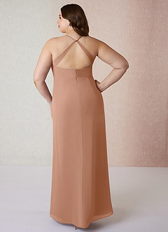 Azazie Manila Bridesmaid Dresses Champagne Rose Sheath V-Neck Chiffon Dress image8