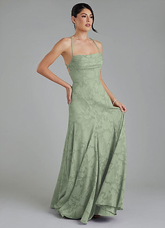 Azazie Tatum Bridesmaid Dresses Agave A-Line Corset Floral Burnout Dress image5