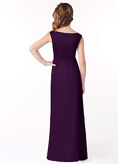 Azazie Sadia Junior Grape A-Line Pleated Stretch Satin Dress image3