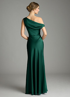 Azazie Emerson Bridesmaid Dresses Emerald Mermaid Off the Shoulder Stretch Satin Dress image3