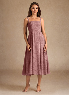 Azazie Lorain Abiti per la Madre della Sposa Abito A-Line in Burnout Floreale Plissettato Rosa Polverosa image9