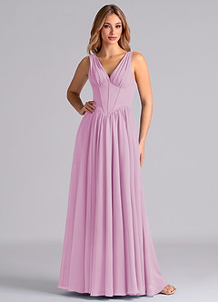 Azazie Delmie Final Sale Candy Pink A-Line Corset Chiffon Dress image1