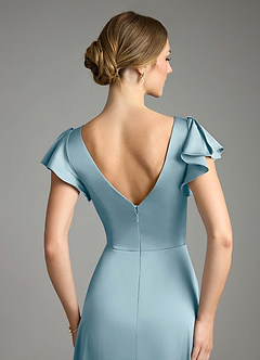 Azazie Omari Bridesmaid Dresses Moody Blue A-Line Stretch Satin Dress image7