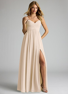 Azazie Alia Bridesmaid Dresses White Alabaster A-Line Pleated Chiffon Dress image4