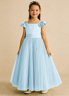 Azazie Jujube Final Sale Sky Blue A-Line Beaded Tulle Dress image3