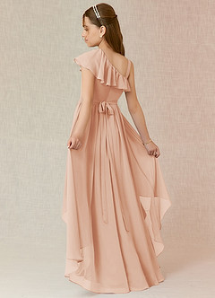 Azazie Mango Junior Robe Trapèze en Mousseline de soie Rayé Rose Perle image1