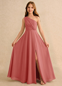 Azazie Puddles Junior Formal Flower Girl Klänningar Klä A-Line i Chiffong Ena axeln image5