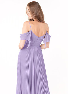 Azazie Lyney Brautjungfernkleider A-Linie Schulterfrei Chiffon Kleid Flieder image5
