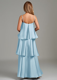 Azazie Azalea Bridesmaid Dresses Sky Blue A-Line Ruched Stretch Satin Dress image5