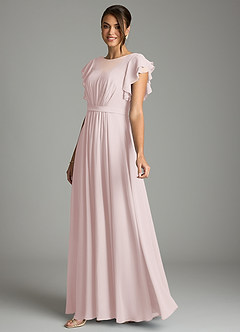 Azazie Daphne Modest Bridesmaid Dresses A-Line Ruffled Chiffon Floor-Length Dress image3