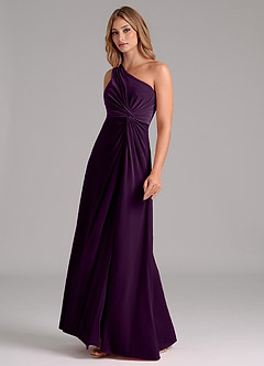 Azazie Brooke Brautjungfernkleider A-Linie One-Shoulder Samt Kleid Traube image5