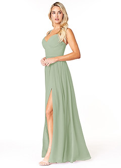 Azazie Chanel Bridesmaid Dresses Dusty Sage A-Line Pleated Chiffon Dress image3