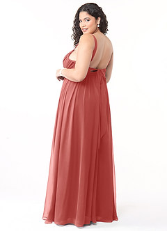 Azazie Aziza Kleider zum Anprobieren zu Hause A-Linie V-Hals Gefaltet Chiffon Kleid Blauregen image10